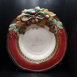Fitz and Floyd Christmas Holiday Solstice 13 inch Serving Bowl  2008
